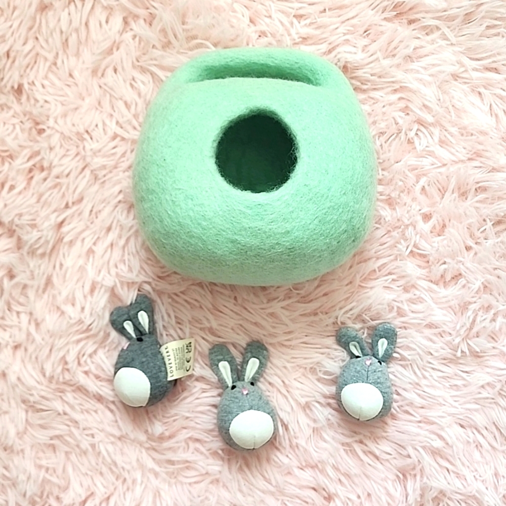 Bunnies in a Felt Burrow